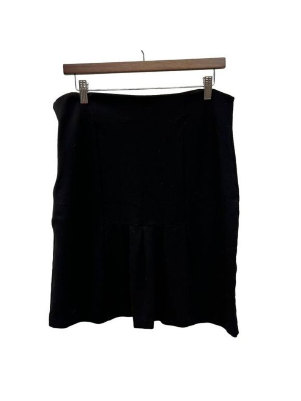 NY Collection Black Knit Pencil Skirt with Ruffle Detail
